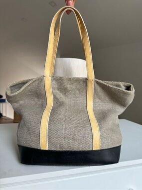 Vanessa Bruno Le Cabas Linen & Leather Tote Bag Made in Italy